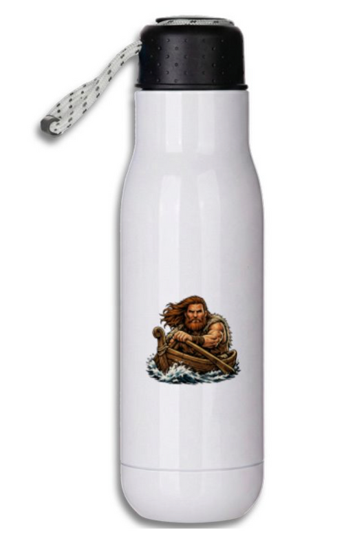 Viking inspired stainless steel thermos water bottle